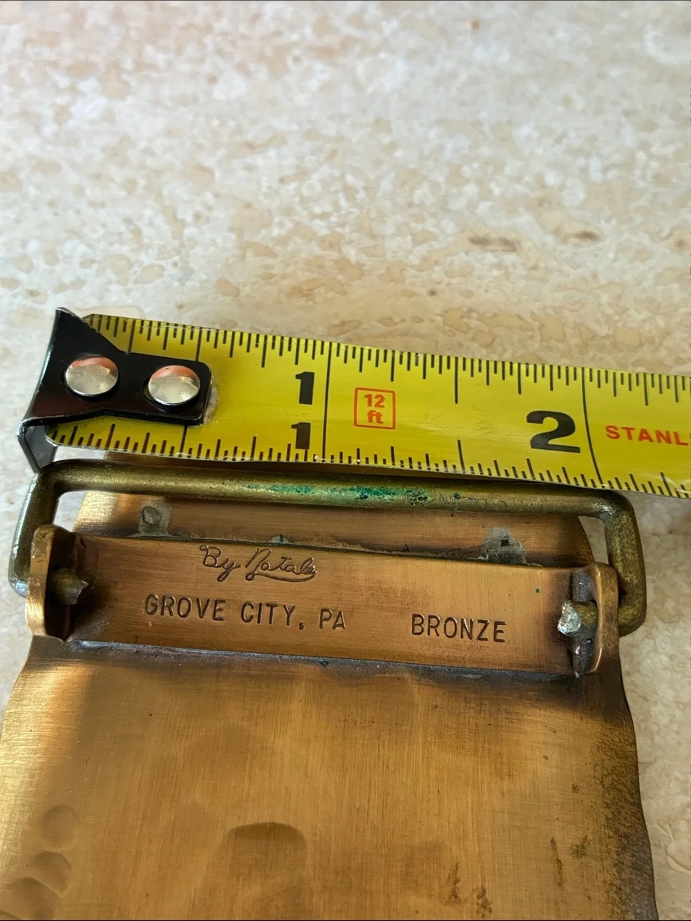NATALE brass Eagle buckle on Leather Belt, XL VTG Exquisite artisan piece Unisex